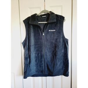 Columbia Men's L Full Zip Up Vest Jacket Sleeveless Mock‎ Neck Full Zip Black